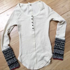 Free People FP thermal waffle-knit shirt XS